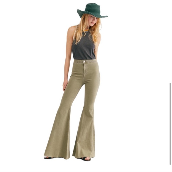 Free People Denim - Sage Green Free People Flares